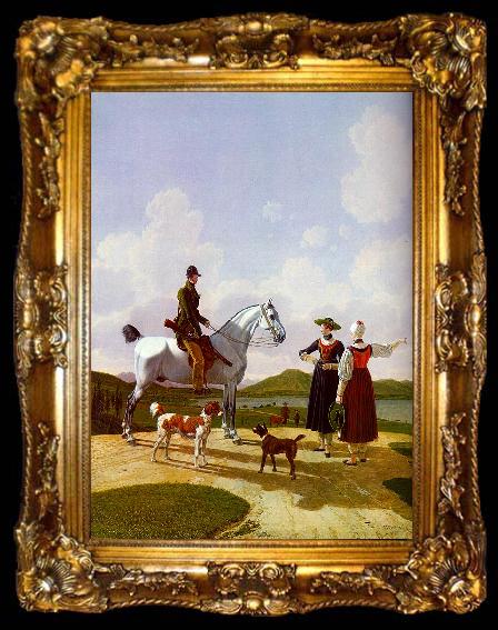 framed  Wilhelm von Kobell Riders on Lake Tegernsee, ta009-2